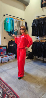 Fleece Crop Top Sweatsuit-Red-One4usBrand