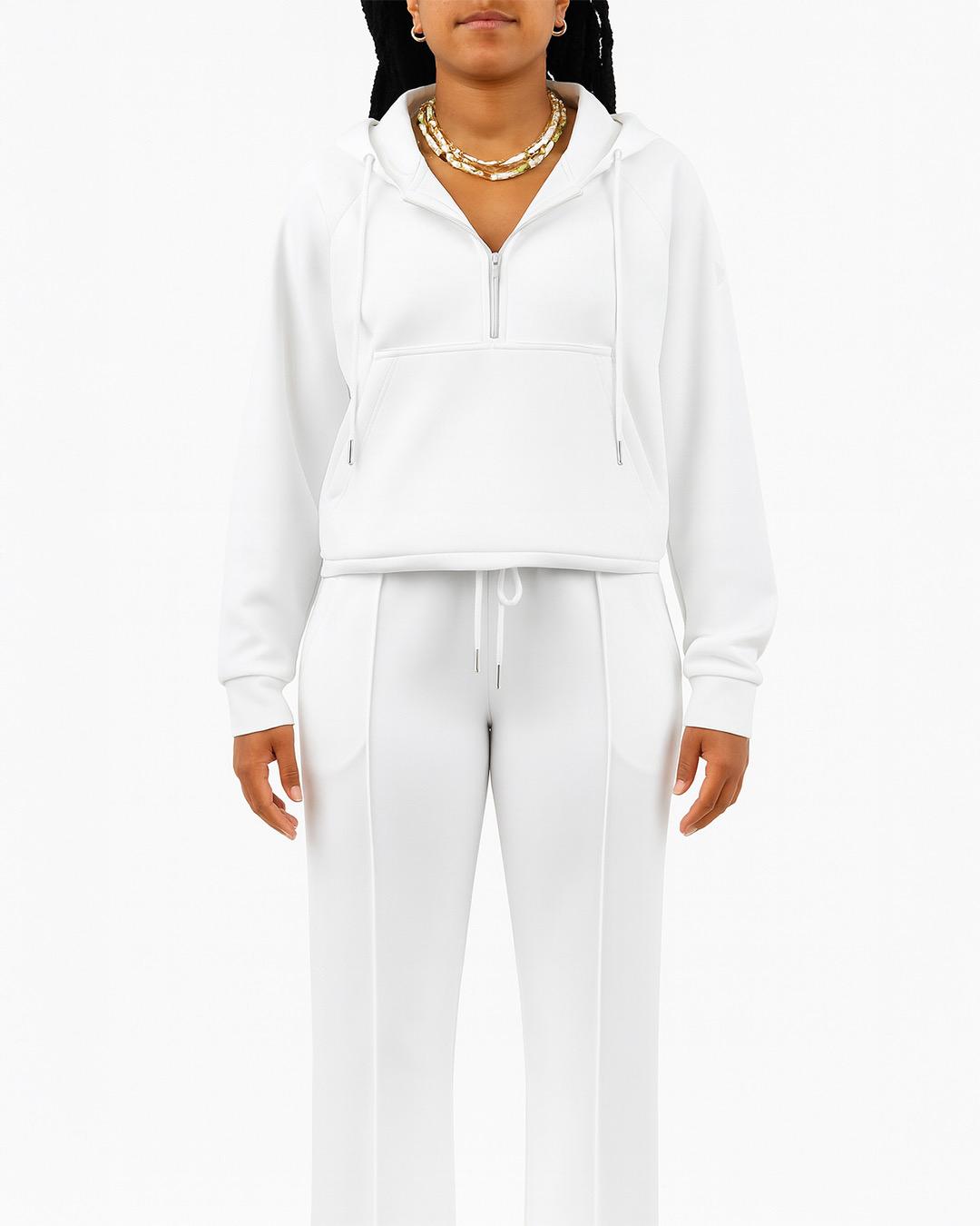 Luxe Sheen Crop-Top Hoodie Sweatsuit