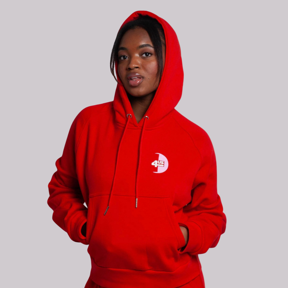 Fleece Crop Top Sweatsuit-Red