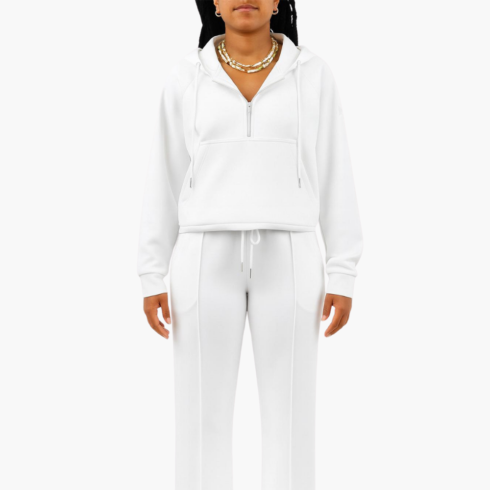 Luxe Sheen Crop-Top Hoodie Sweatsuit