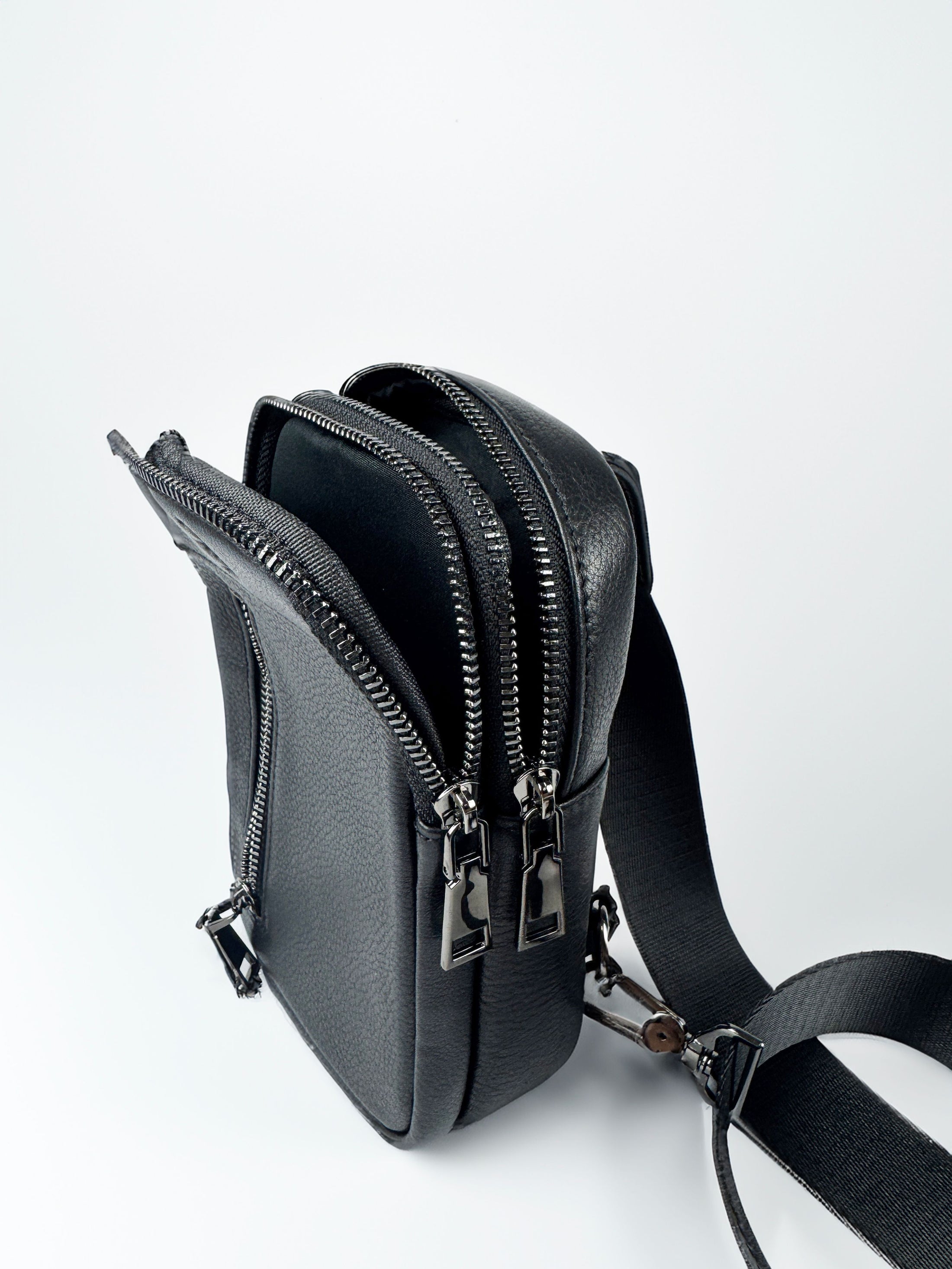 Genuine Cowhide Crossbody Bag ( Black)-One4usBrand