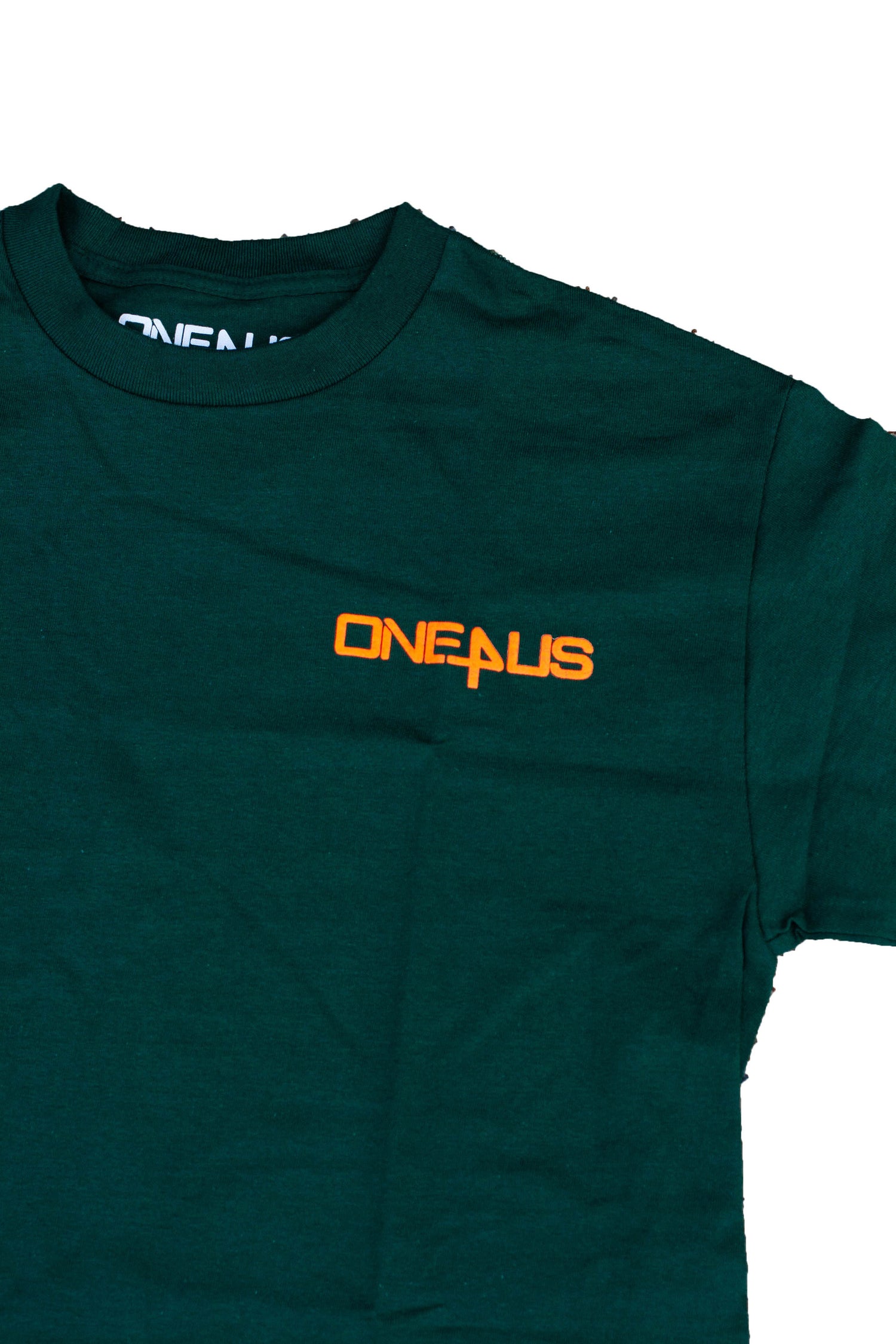 Green with orange logo Cotton T-Shirt