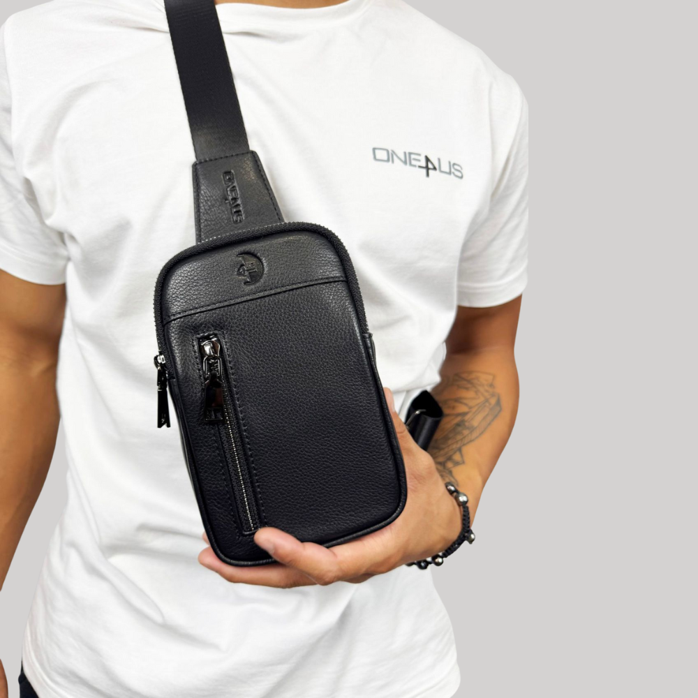 Genuine Cowhide Crossbody Bag ( Black)