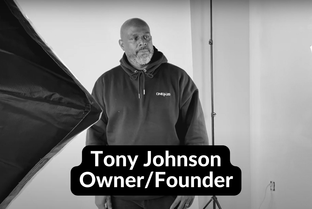 Load video: Tony Johnson Owner/Founder gives the reason behind starting ONE4US. #ABrandWithPurpose