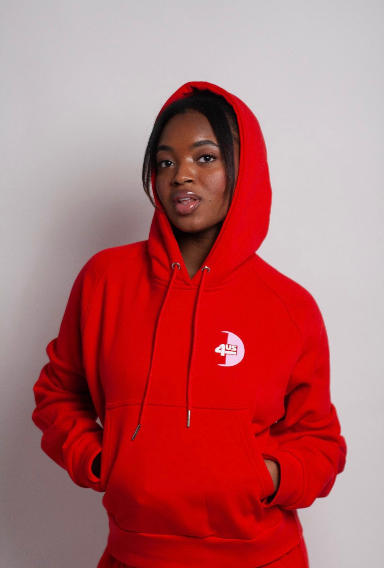 Fleece Crop Top Sweatsuit-Red